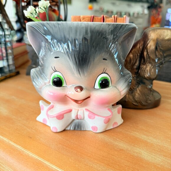 Vintage Other - 1950's Vintage Kitschy Kitty Head Vase/Wall Pocket